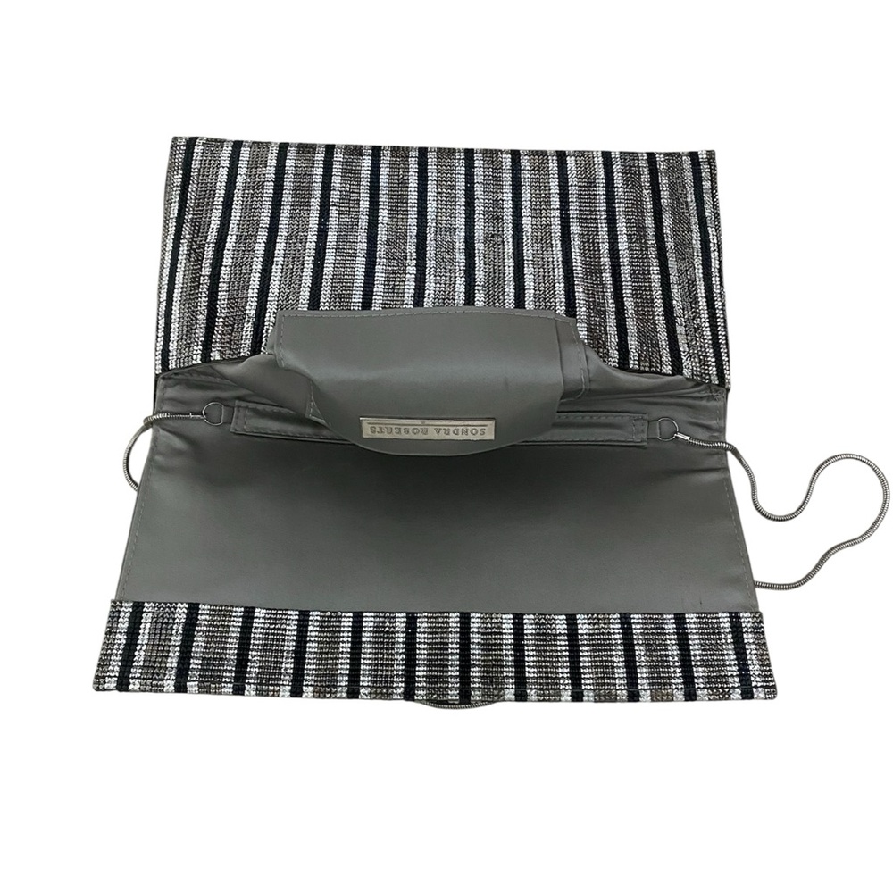 Sondra Roberts Black and Silver Striped Clutch